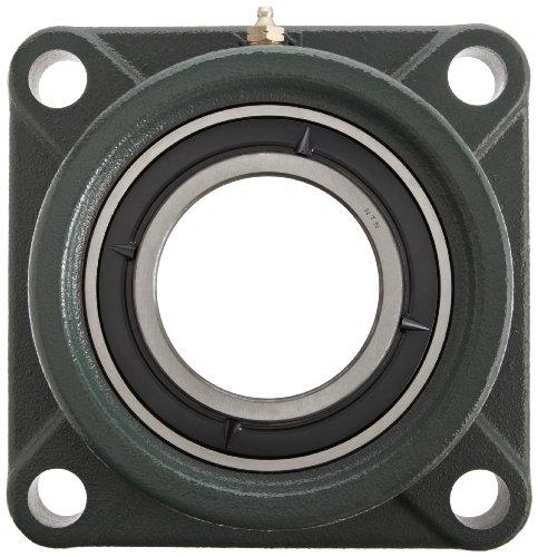 NTN UKF213D1 Light Duty Flange Bearing, 4 Bolts, Adapter Mounted, Regreasable, Contact and Flinger Seals, Cast Iron, 60mm Bore, 5-55/64" Bolt Hole Spa