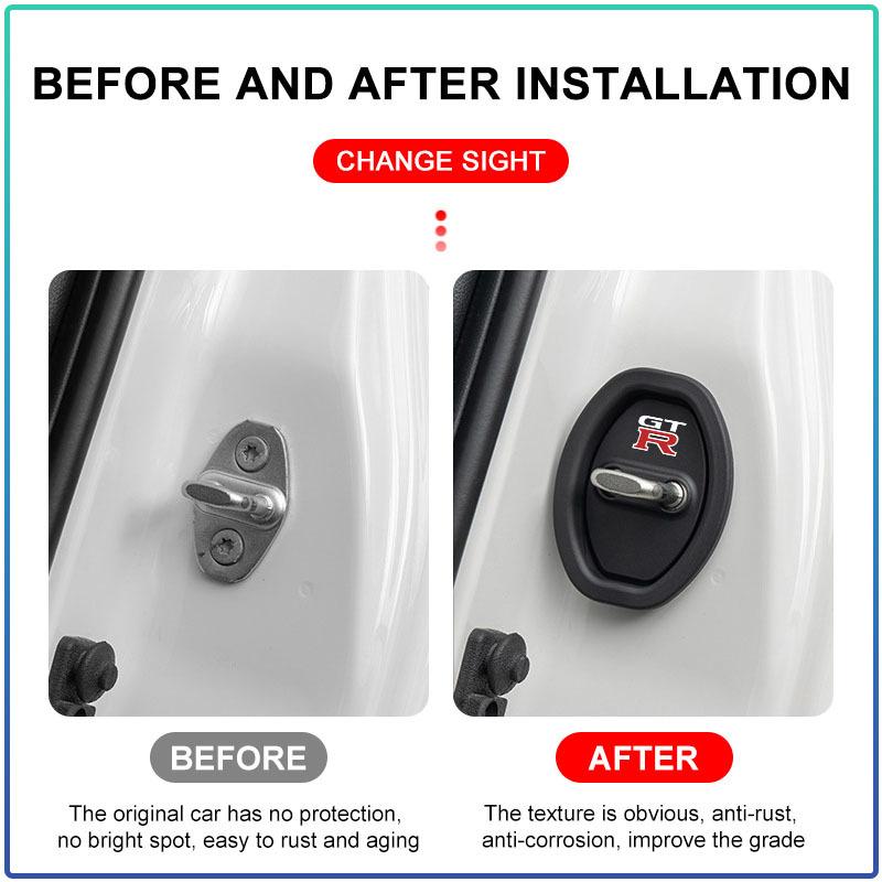 4pcs Silicone Car Door Lock Buckle Protector Cover Accessories For Nissan Nismo Almera Tiida Juke Teana Qashqai 350Z 370Z GTR
