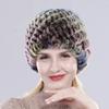 Russian Lady 100% Natural Real Rex Rabbit Fur Hats Women Kintted Outdoor Rex Rabbit Fur Hat New Warm Real Fur Caps