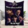 Wednesday Addams: Gothic Adventure Personalized Text Blanket Lightweight Customizable Blanket Ultra-Soft Suitable for Sofa Couch Office Office Chair