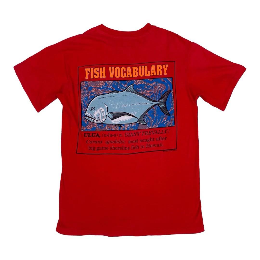 Hawaii Fish Vocabulary 1980 80s Vintage USA Made Single Stitch Unisex T-Shirt S