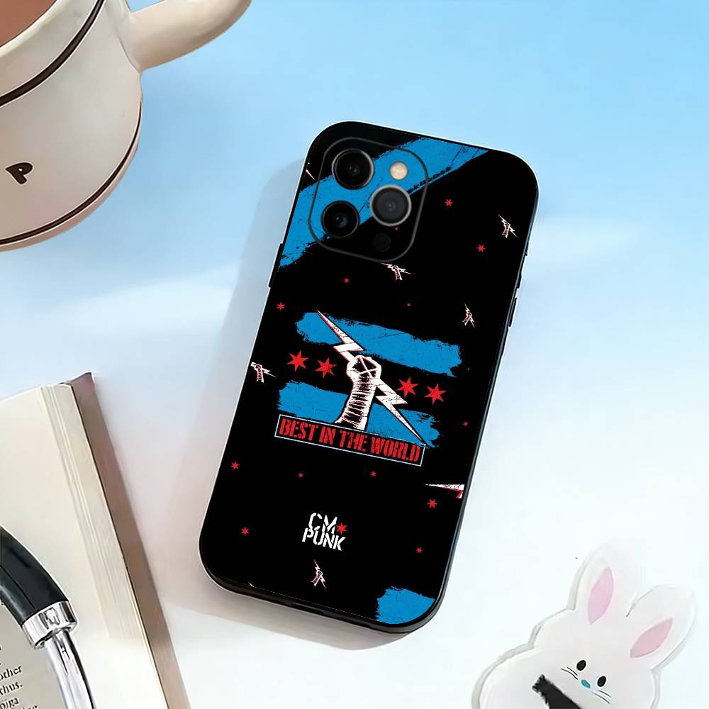 

CM P-Punk Phone Case For iPhone 17,16,15,14,13,12,11 Plus,Pro Max,XS,Soft Silicone Black Cover iPhone16e