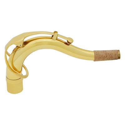 Connecteur de cou de Saxophone, matériau en laiton, laque dorée, cou plié