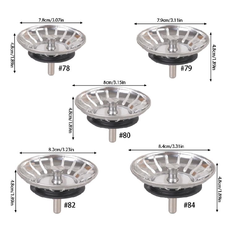 Stainless Steel Kitchen Sink Strainer Stopper Waste Plug Sink Filter Replacement Anti-Clogging Drain Basket Enduring