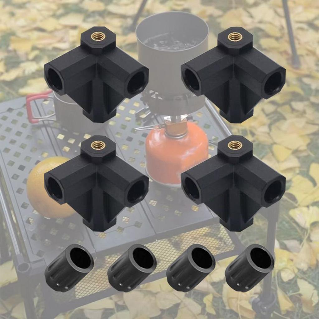 4pcs Table Feet Protectors with 4x Camping Tables Connectors Table Leg Protector for Outdoor Activities Picnic BBQ