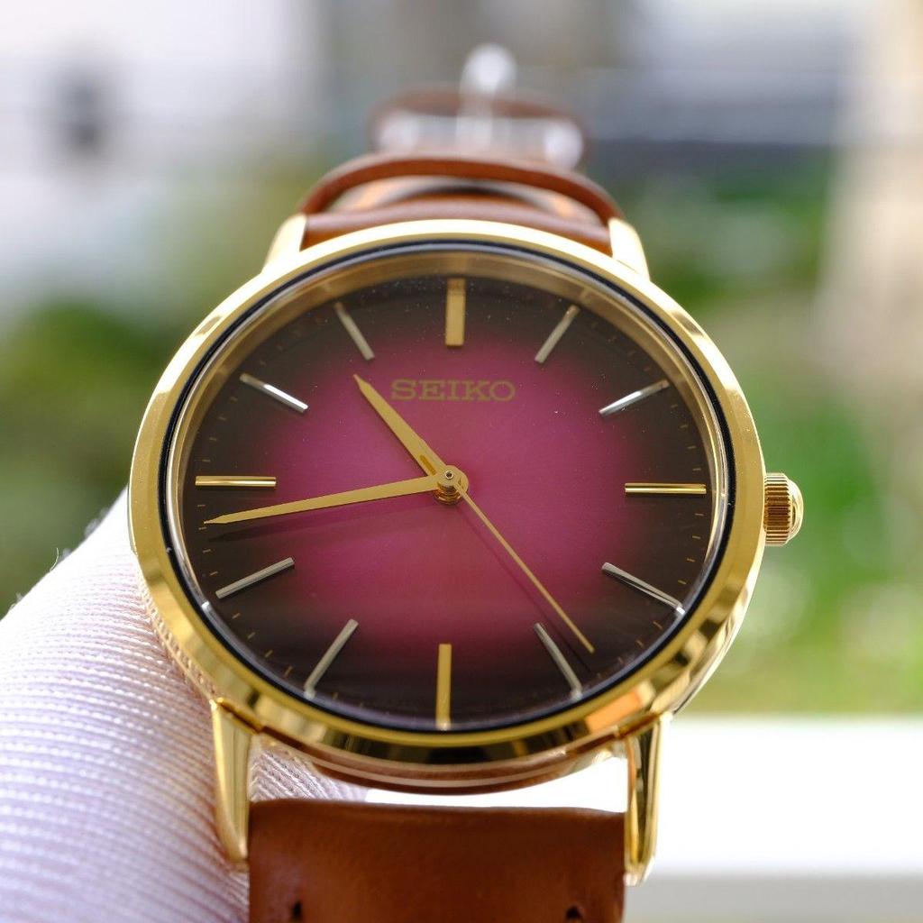 Used [In operation] SEIKO brown leather quartz watch gold case OMEGA