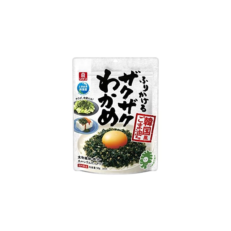 Riken Vitamin Sprinkle Crunchy Wakame Seaweed, Korean-style Sesame Oil Flavor, 50g x 4 packs
