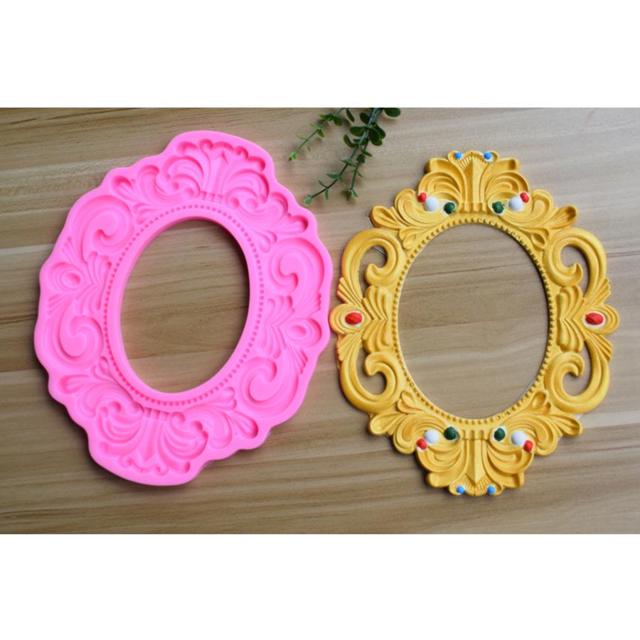 Fotorahmen im europäischen Stil, Silikonform, DIY-Kuchen, Schmuck, Basteln, Ton, Gips, Tropfenform