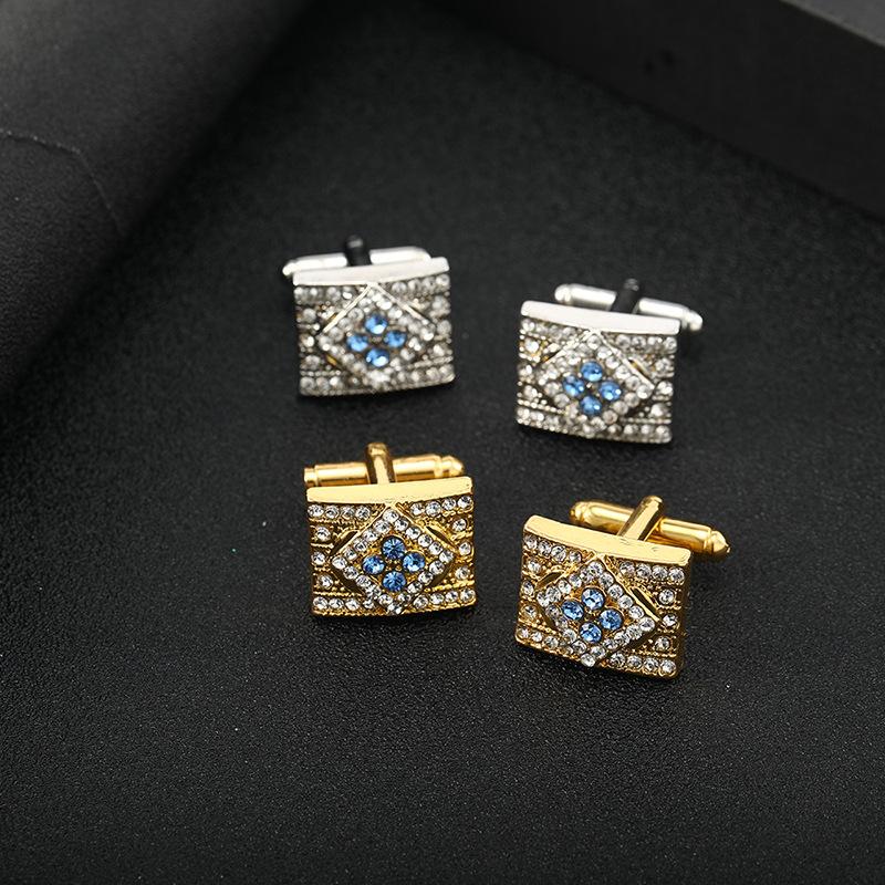 Diamond-Encrusted Metal Sleeves, High-Grade French Alloy Cufflinks, Simple Round Men'S Shirt Buckles