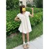 Sweet Fluffy Petite Sleeveless Princess Dress with Bow Cape and Doll Collar - Summer Flower Bud Design