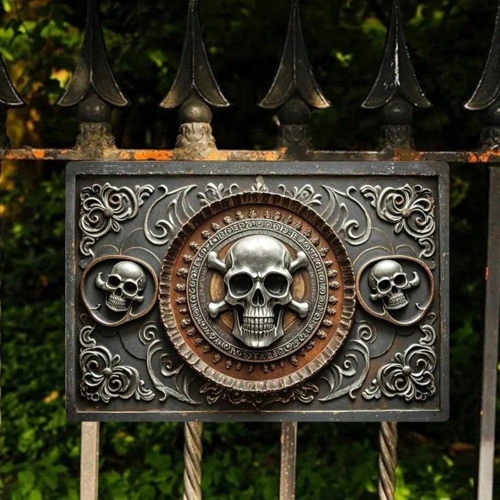 Metal Wall Art Skull Poster 3D Visual Effect Retro Bar Decoration