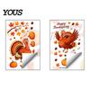 Seasonal Home Party Decorations Thanksgiving Static Window Clings, Cartoon Double Turkey Pumpkin Maple Leaf No?Glue Stickers Glass Decals,