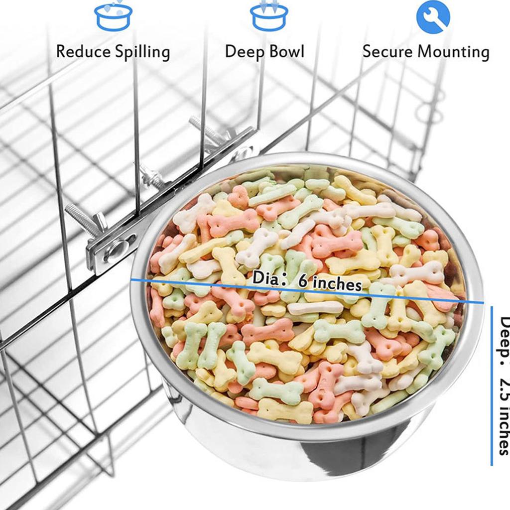 Cage Cats Water Food Dispenser Bowl for Small Animals Rabbit Stainless Steel for Pets Cage Mount Hanging Bowls