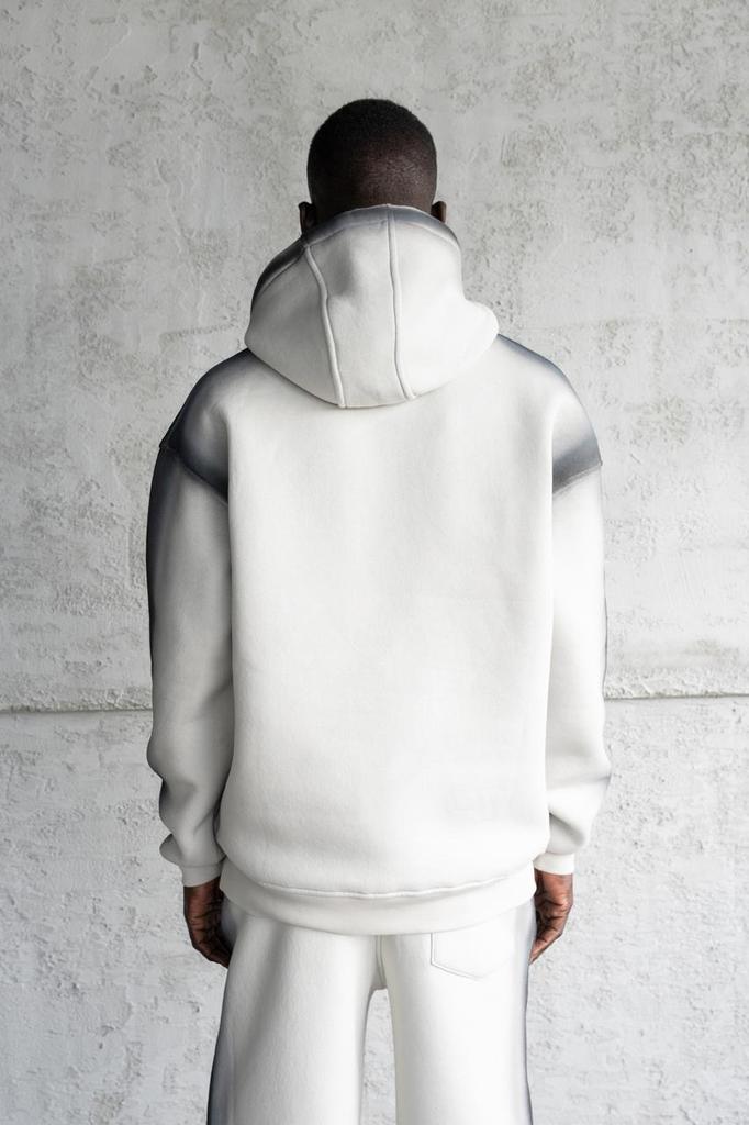 Men's Handmade Hooded Sweatshirt, Brushed, with Spray Effect - Cosmic Gray