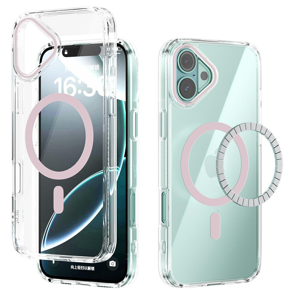 For iPhone 16 Case Compatible with MagSafe Anti Scratch Clear TPU PC Phone Back Cover