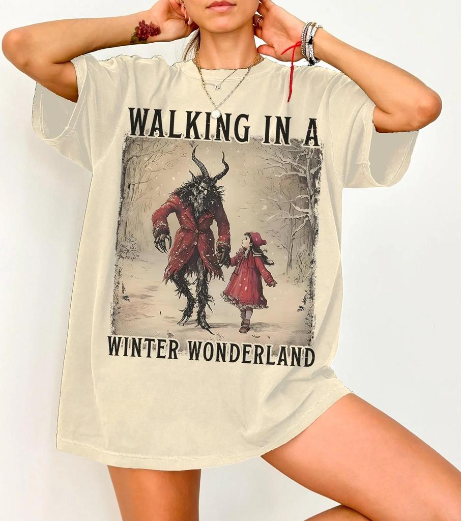 Clumpus Winter Wonderland Tshirt Eerie and Dark Holiday Horror Grotesque Christmas Shirt Fairyland Christmas Patterned Tshirt