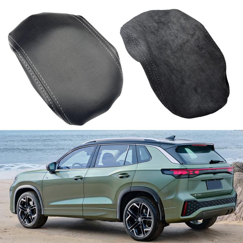 Volkswagen Tayron L 2019-2025 Suede Armrest Box Leather Cover Replacement Suede No Disassembly [Black Stitching]