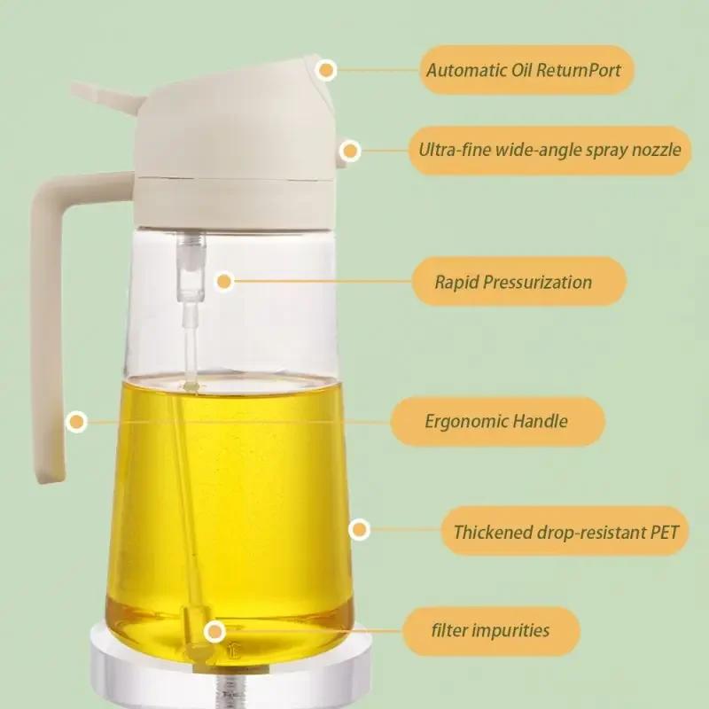 Pulverizator de ulei spray, sticlă de ulei Cruet, uleiuri de bucătărie, dozator de spray, accesorii de condimente, nebulizare, umplere cu ceață, gătit, utilizare dublă