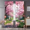 2 Pcs Cherry Blossom Garden print curtains,suitable for bedroom,living room kitchen decoration,home decoration,window decoration