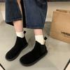 Winter Retro Women's Cotton Shoes Padded Warm Short Boots Flat Cotton Shoes
