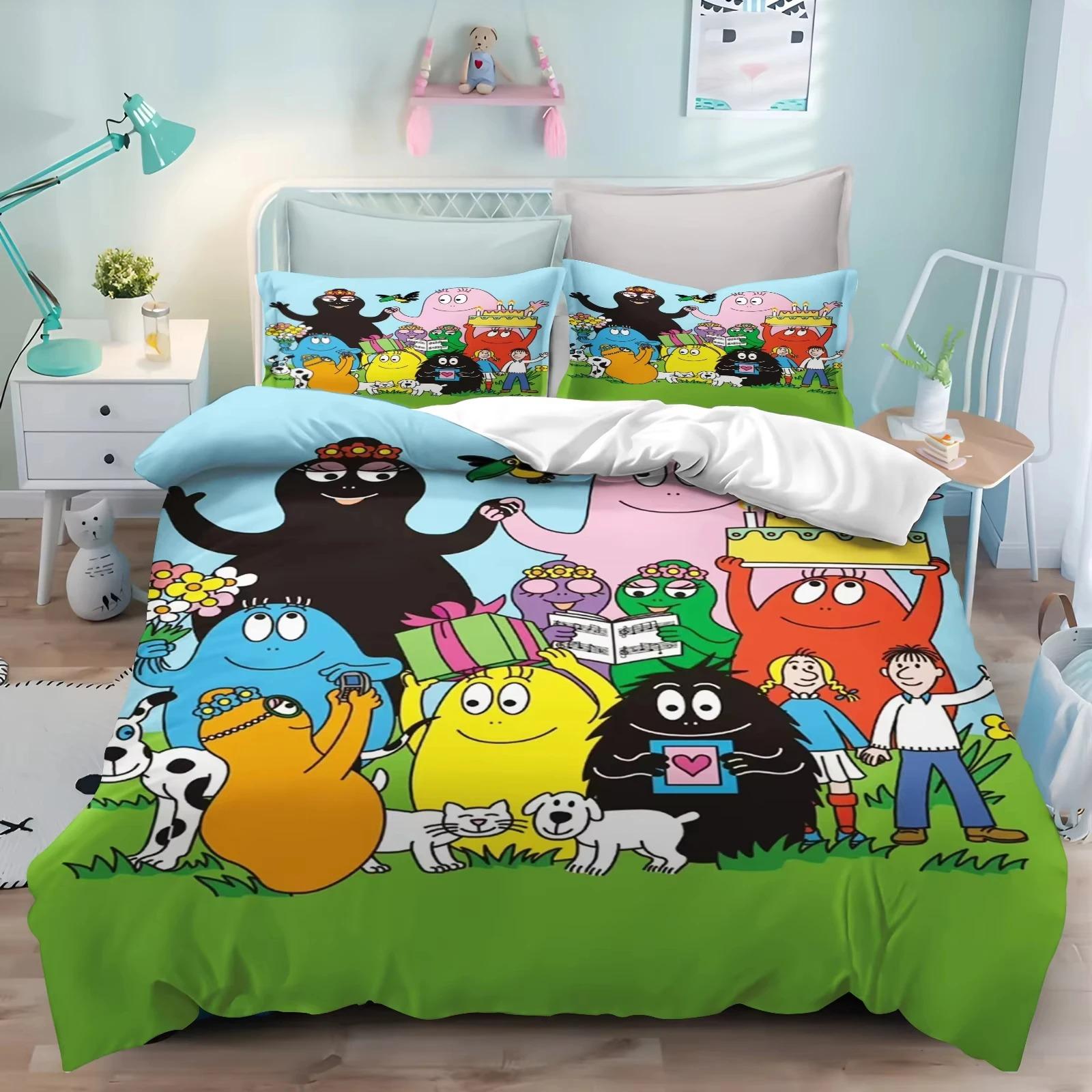 

New 3D Print Cartoon L-Les & B-Barbapapa Bedding Set Double Twin King Duvet Cover Comforter Pillowcase Boys Girls Adults Bedroom 70x133cm 2pcs