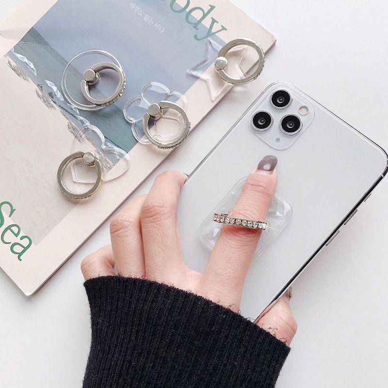 Diamond-Studded Transparent Phone Ring & Stand Holder