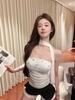 #Summer New Pure Desire One-word Circumference Letter Hot Diamond Scarf Tube Top Slim Fit Fixed with Chest Pad Versatile Top
