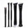 5 Double-Ended Makeup Brushes: Foundation, Blush, 3-Color Contour, Soft Bristle, Loose Powder, Beauty Tool Set