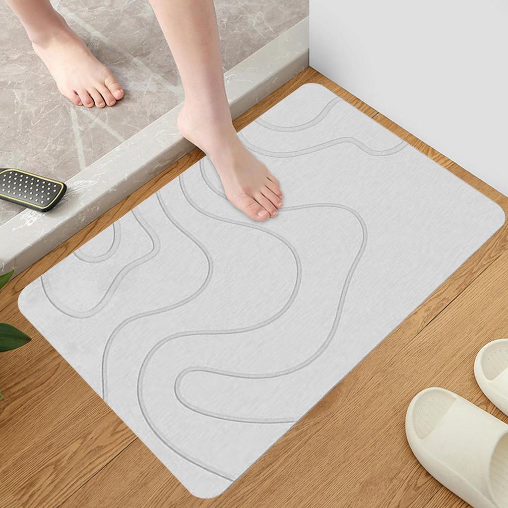 Absorbent Stone Bath Mat Quick-Drying Non-Slip Shower Mat, Super Absorbent Washable Door Rug for Bathroom, Entryway, Kitchen