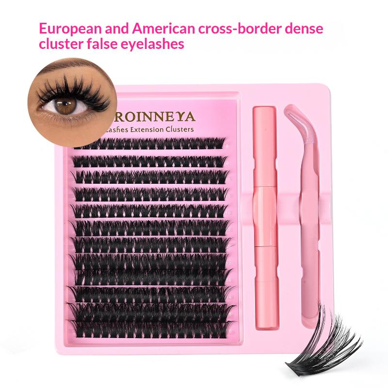Single Cluster Diy Lash Extension Kit Natural Volume Includes Eyelash Tweezers Bonding Glue For Salon-Quality Results At Home