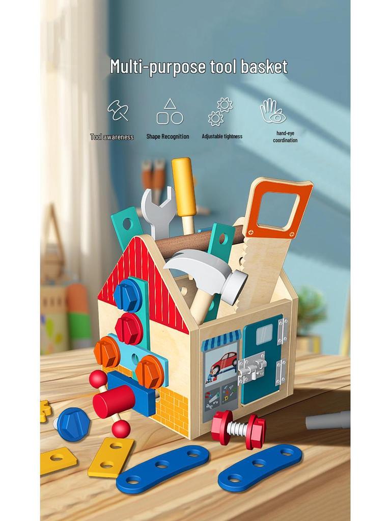 Children's Wooden Toolbox Educational Role-Play Toy for Boys and Girls