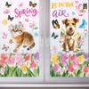 New Spring Window Decals Floral Tulip Butterfly Hummingbird Kitten Puppy Car Home Guest Pound Decoration