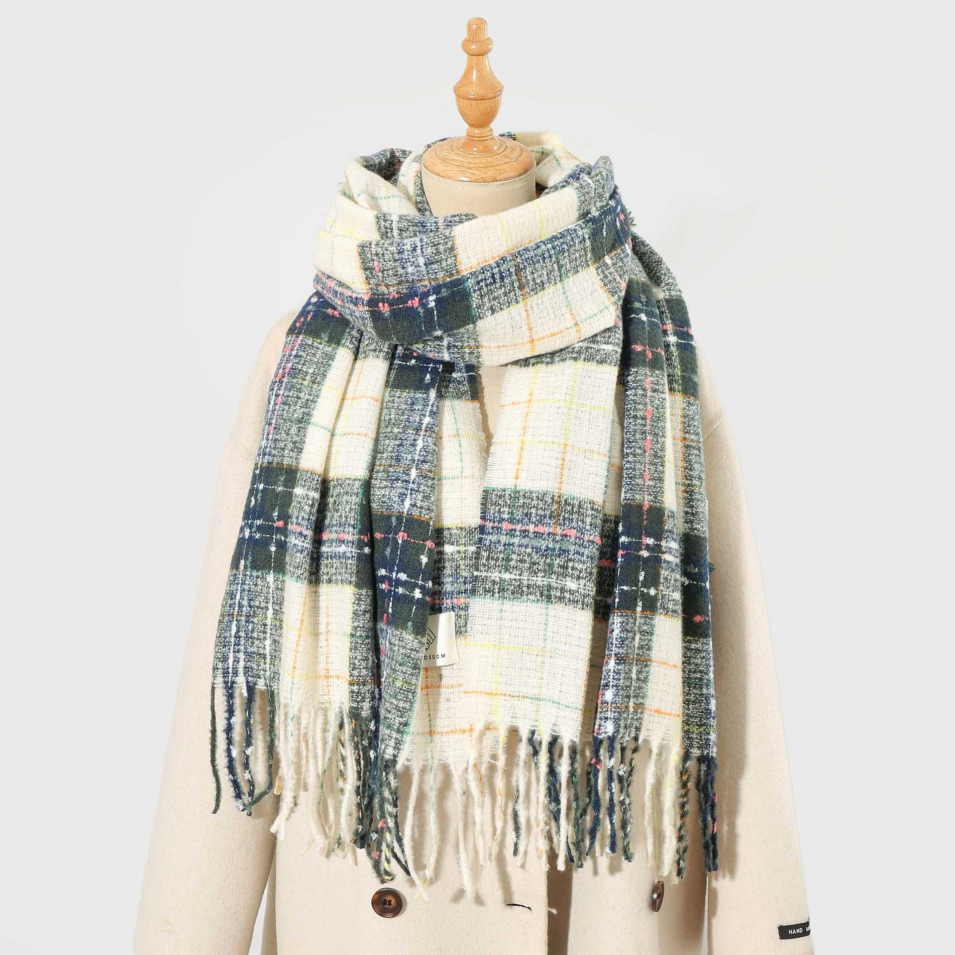 

Фантастический клетчатый шарф со звездами и бахромой женский осенне-зимний удобный универсальный шарф высококачественный шарф из имитации кашемира 60*210