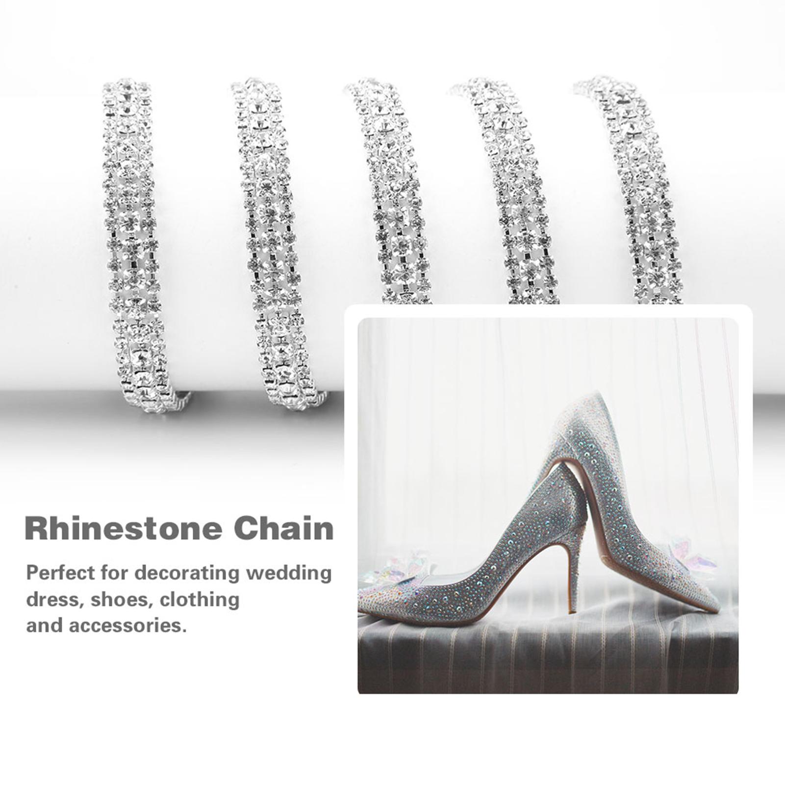 

3 ряда DIY AB цвет швейная хрустальная стразовая цепь украшение аксессуары для одежды #4(откалываться) серебряный