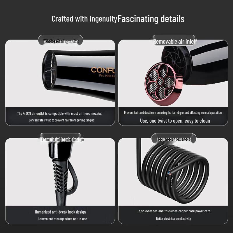 CONFU KF-8946 Professional 2400W Hair Dryer CN plug (adapter included)