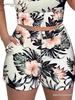 European and American Women's Summer Spaghetti Strap Slim-Fit Printed Shorts Set