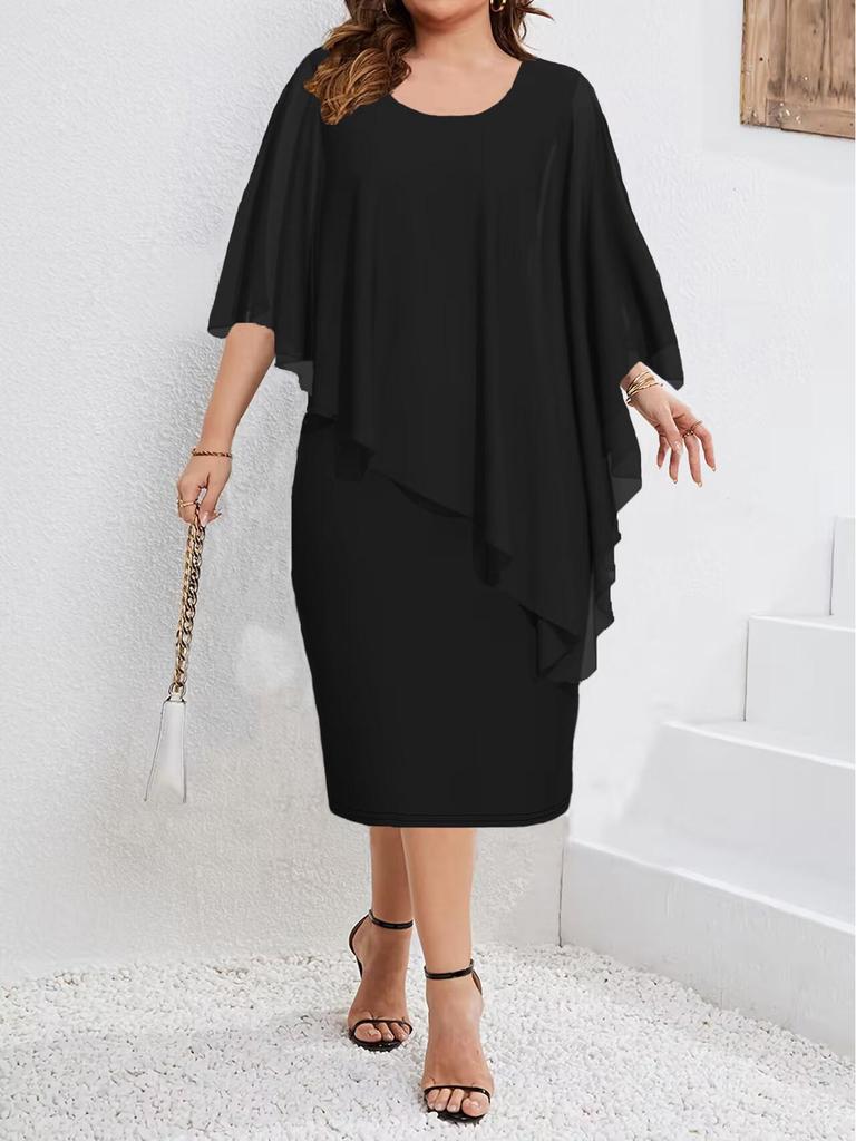 2025 Spring/Summer Women's Solid Sleeveless Chiffon Shawl Wrap Dress