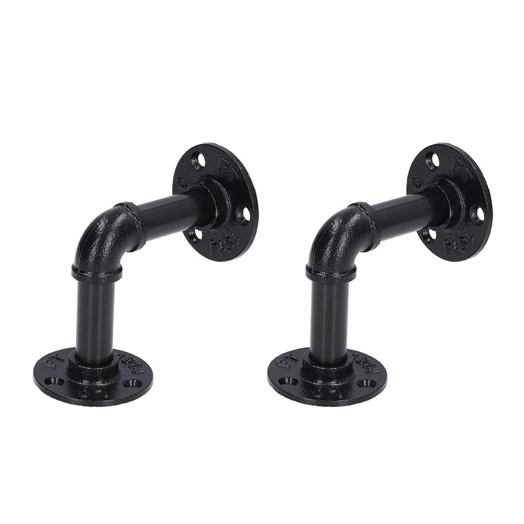 Pipe Shelf Brackets Iron Black Retro Wall Mounted Clapboard Support Frame Racks Set