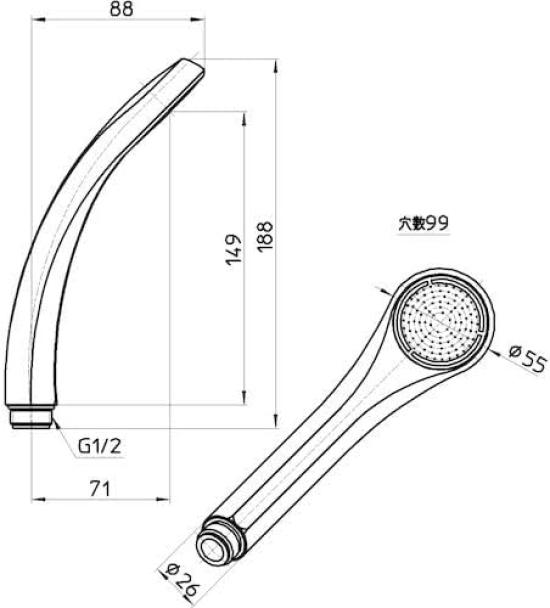 S A N E I Low Pressure Shower Head with Original Thank You Card PS321B-81XA-MW2