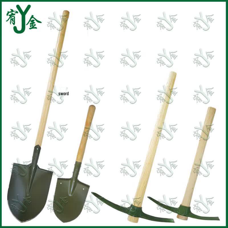 Multi-purpose Wooden Handle Rescue Shovel and Pickaxe