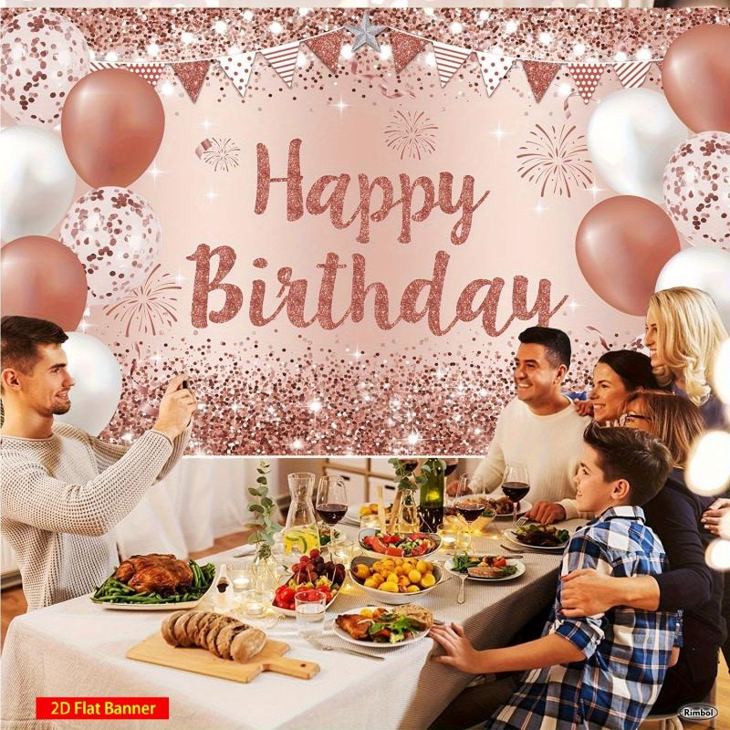 Rose Gold Glitter Birthday Background Cloth Happy Birthday Party Ladies  Birthday Party Photo Background Wall 100X70CM