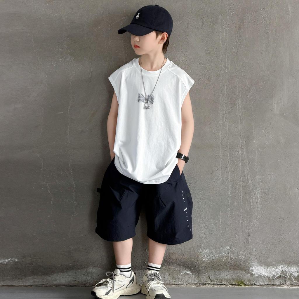 Korean Style Trendy Teen Sleeveless Vest & Shorts Set for Summer
