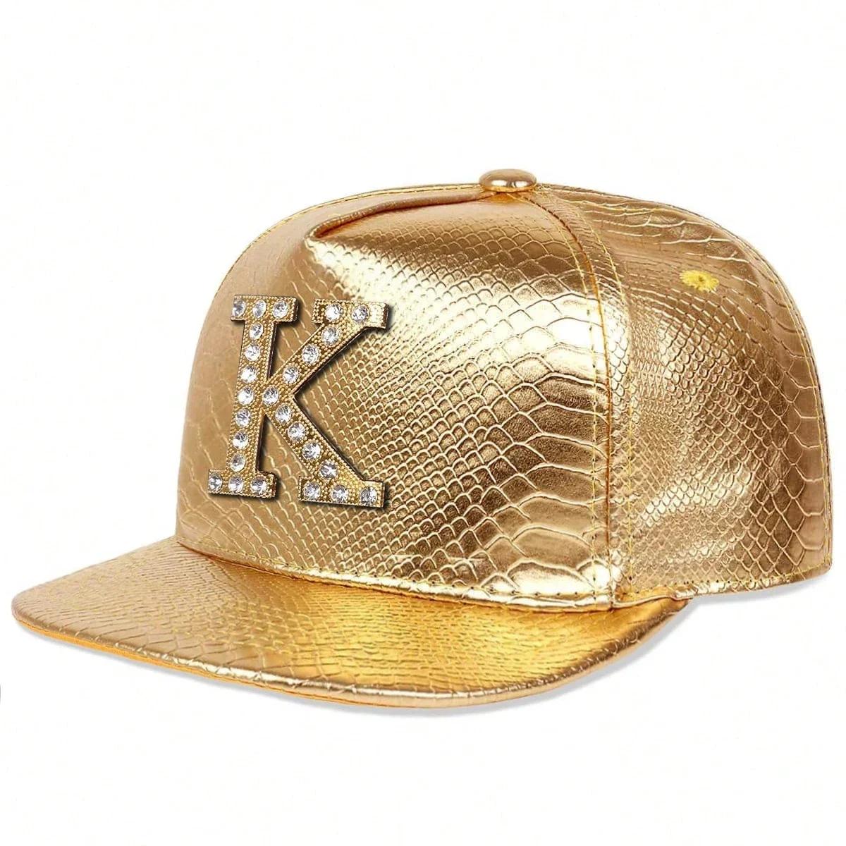 Unisex Diamant K Buchstaben Etikett Hip-Hop Hüte Frühling und Herbst Outdoor Verstellbare Sportliche Lässige Baseballkappen Sonnenschutzmütze
