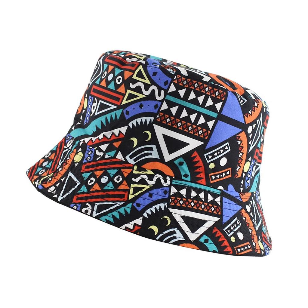 New printed bucket hat graffiti hat men and women outdoor sun hat summer double-sided basin hat tide