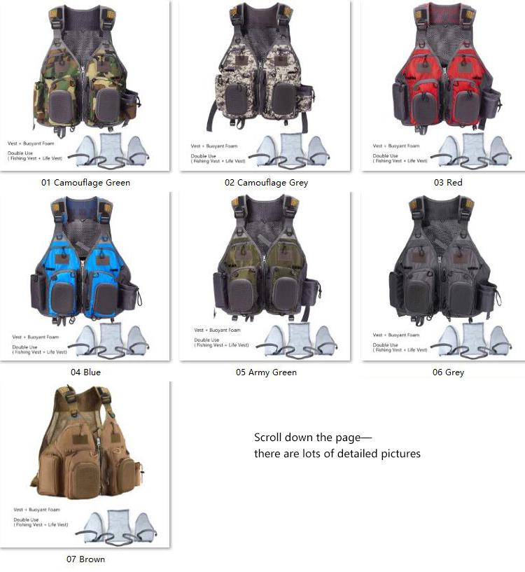 D22 Double Use Fly Fishing Vest Breathable Mesh Polyester Jersey Ocean & Freshwater Use Outdoor Lure Fishing
