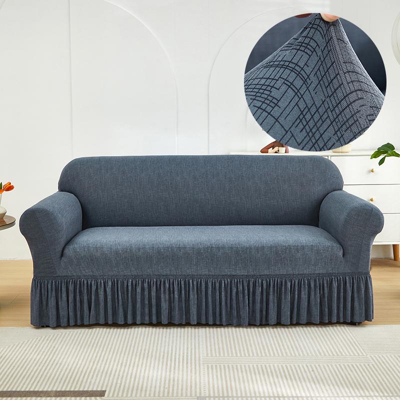 1/2/3/4 seater sofa Couch Cover with Skirt Durable Washable High Elastic Stretchable Easy Fit Universal Furniture Protector