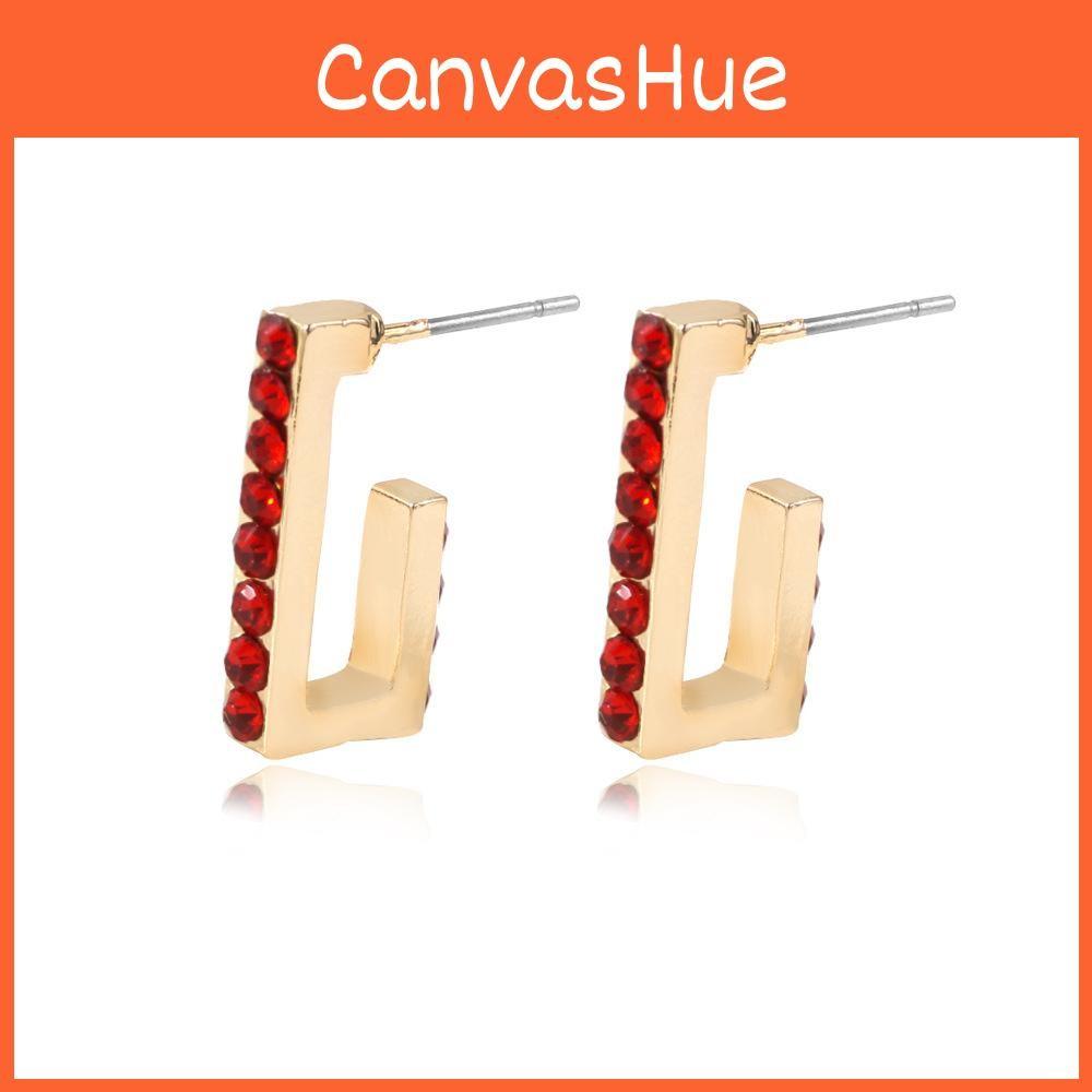 Multicolor Trendy Rhinestone Ushape Earrings Creative Alloy Studs Women For