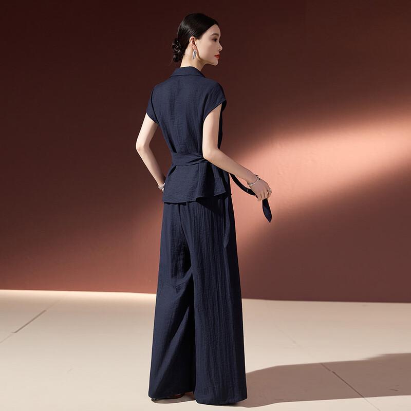 Women's V-Neck Short Sleeve Top & Wide-Leg Pants Set