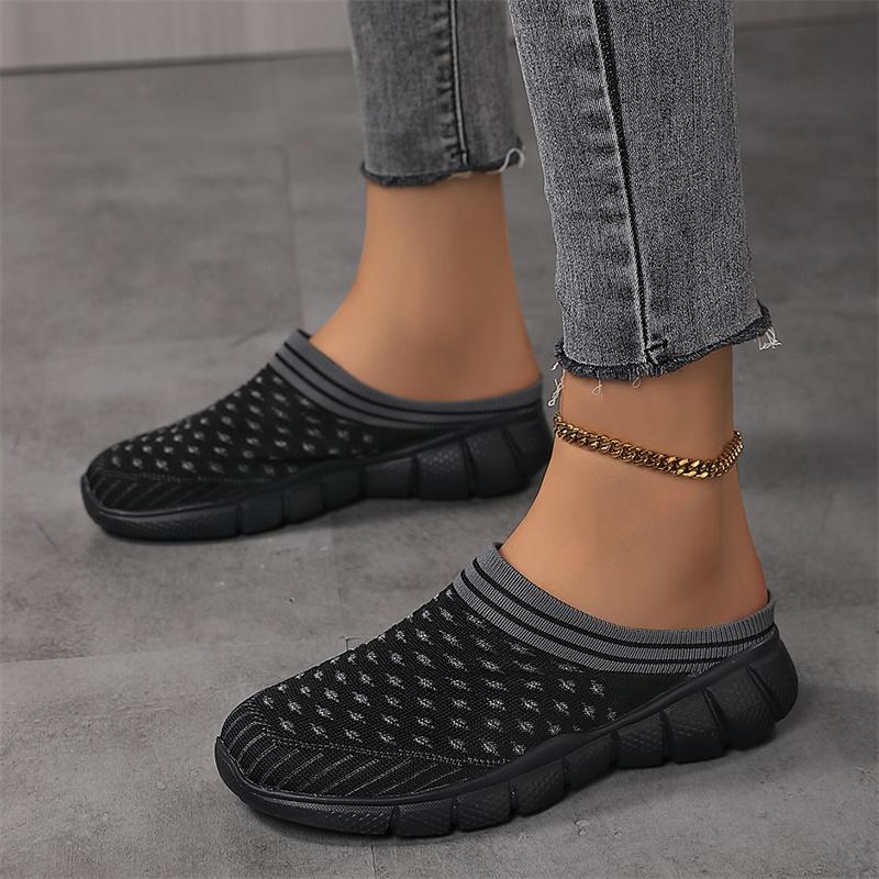 Mode Damen Frühling und Sommer neue große Größe Walking Freizeitschuhe halbe Kelle atmungsaktive Slipper leichte Mode Damenschuhe