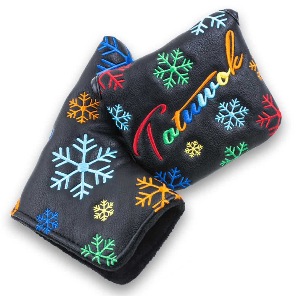 Colorful Embroidered PU Leather Putter Protective Headcover with Magnetic Buckle.